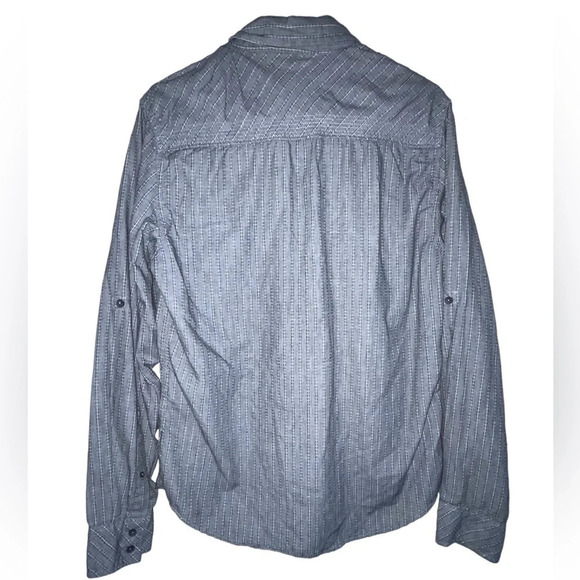 Carbon Slim Fit Long Sleeve Button Shirt Men's Size Medium Gray Front Pockets - Picture 4 of 8